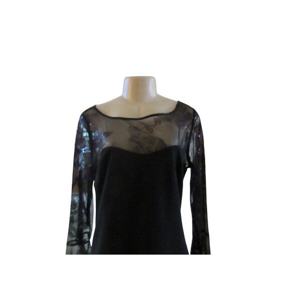 Karl Lagerfeld Paris Black Sheer Sleeve Dress SZ 12, Runs Small - Picture 3 of 7